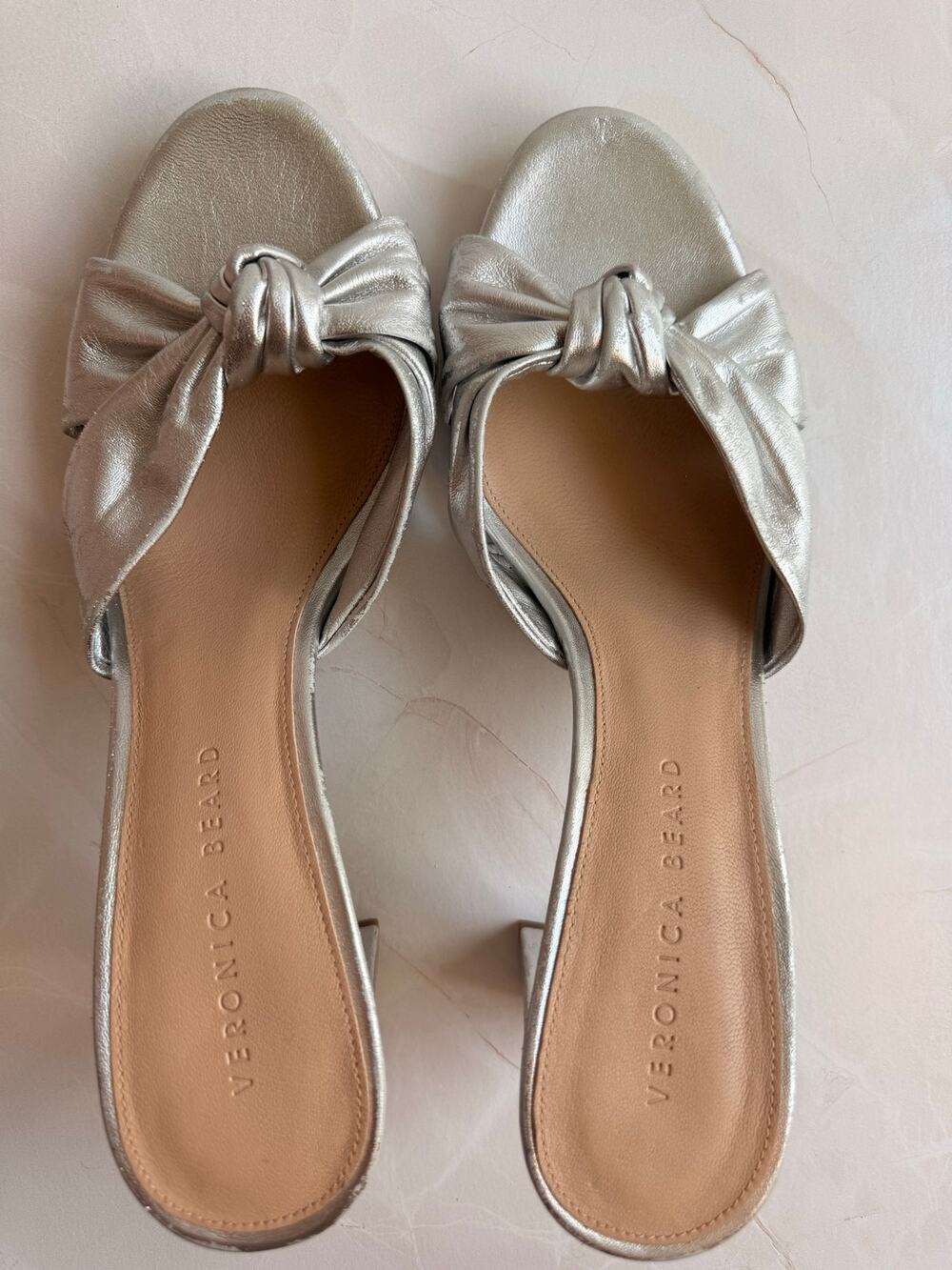 Veronica Beard Silver Knot Slide Sandals